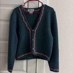 Deans Women's Dark Green Floral Cardigan